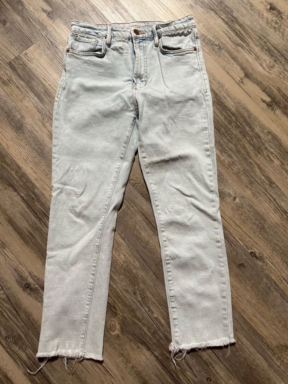 Dear John Stella Super High Rise Cropped Slim Straight Jeans Lake Forest Size 26